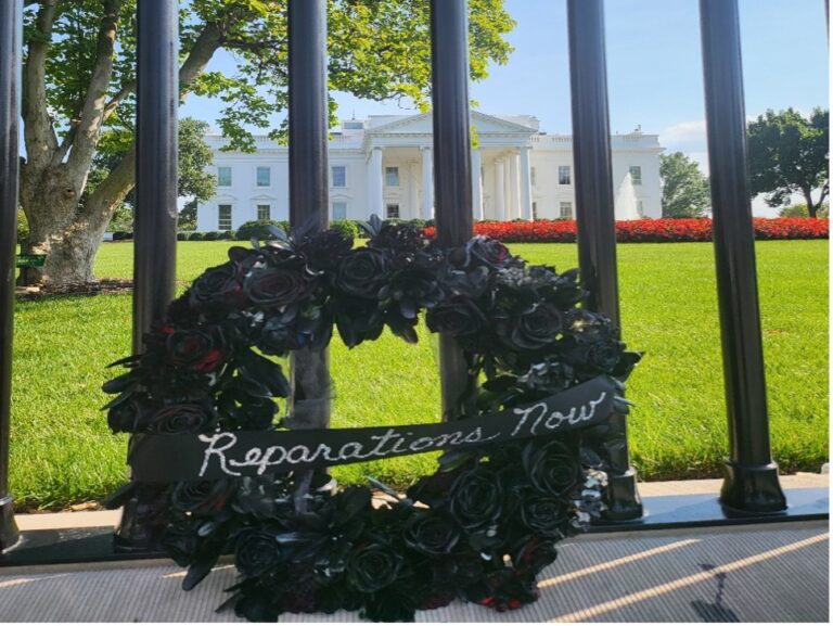 reparations wreath outside white house